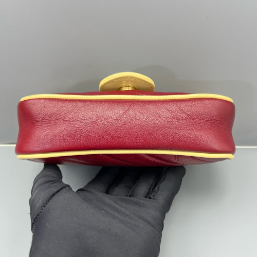 Gucci Matelasse Super Mini GG Marmont Calfskin Burgundy Blue