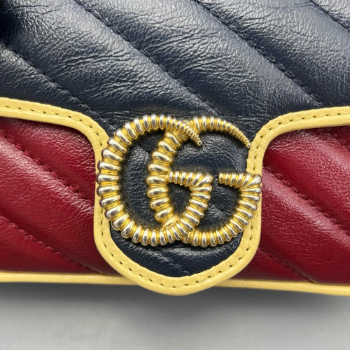 Gucci Matelasse Super Mini GG Marmont Calfskin Burgundy Blue