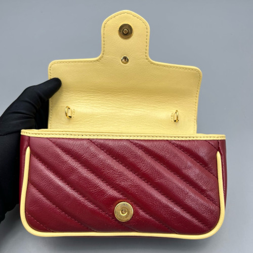 Gucci Matelasse Super Mini GG Marmont Calfskin Burgundy Blue