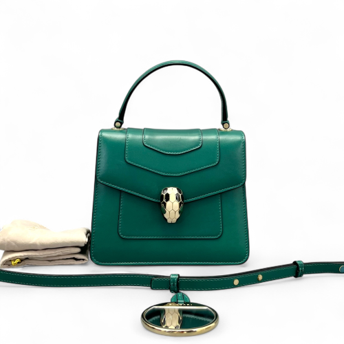 Bvlgari Small Serpenti Forever Top Handle Bag Calfskin Green