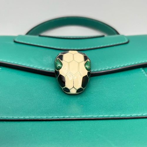 Bvlgari Small Serpenti Forever Top Handle Bag Calfskin Green