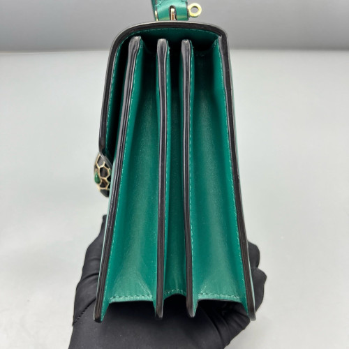 Bvlgari Small Serpenti Forever Top Handle Bag Calfskin Green