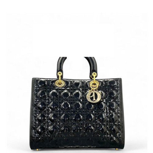 Dior Large Lady Dior Patent Calfskin Black Dior Large Lady Dior Patent Calfskin Black
