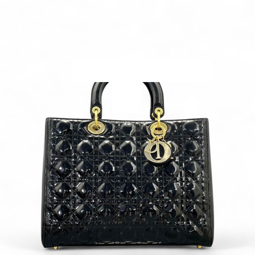 Dior Large Lady Dior Patent Calfskin Black Dior Large Lady Dior Patent Calfskin Black
