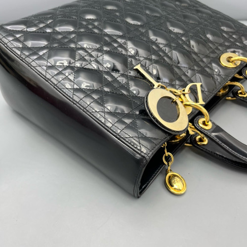 Dior Large Lady Dior Patent Calfskin Black Dior Large Lady Dior Patent Calfskin Black