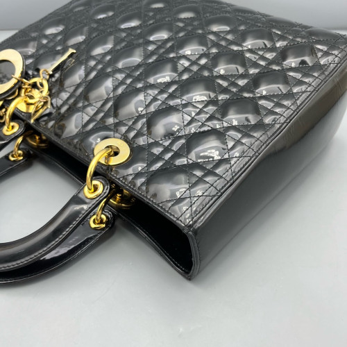 Dior Large Lady Dior Patent Calfskin Black Dior Large Lady Dior Patent Calfskin Black