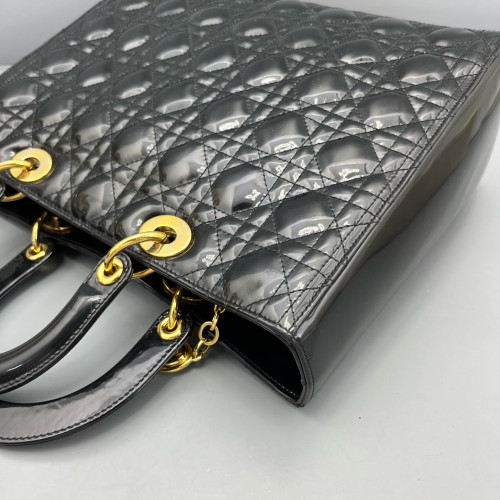 Dior Large Lady Dior Patent Calfskin Black Dior Large Lady Dior Patent Calfskin Black