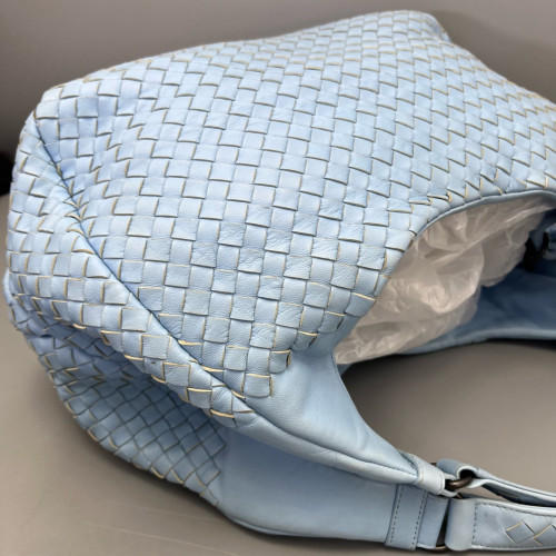 Bottega Veneta Medium Campana Hobo Lambskin Intrecciato Nappa Light Blue