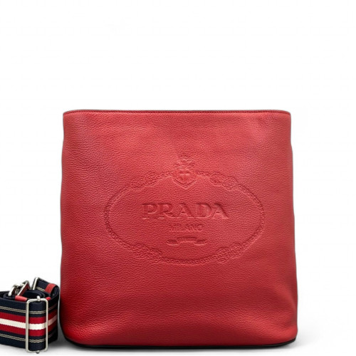 Prada Bucket Grained Calfskin Red