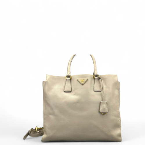 Prada Tote Bag Saffiano Calfskin Light Grey