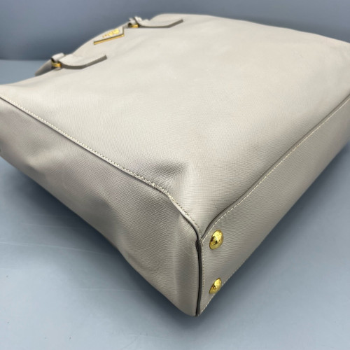 Prada Tote Bag Saffiano Calfskin Light Grey