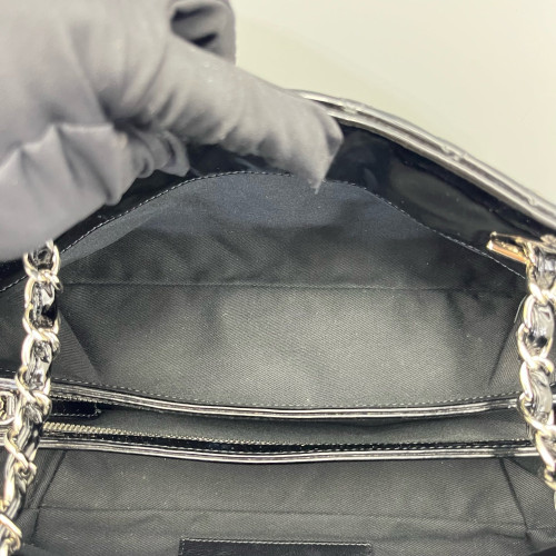 Chanel Quilted Medium Just Mademoiselle Bowling Patent Calfskin Black