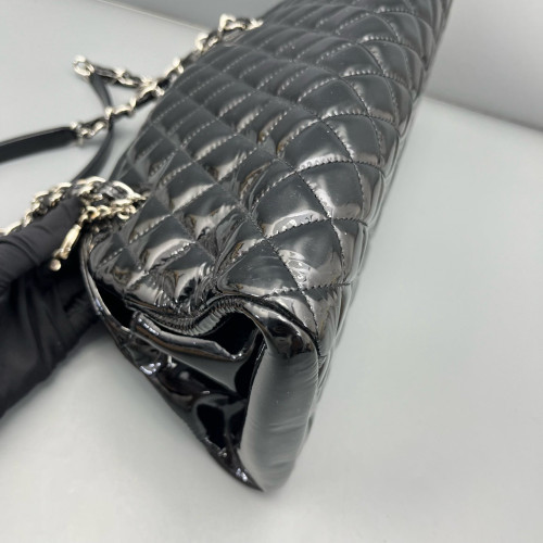 Chanel Quilted Medium Just Mademoiselle Bowling Patent Calfskin Black