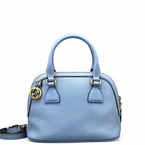 Gucci Small Gg Charm Dome Bag Grained Calfskin Light Blue Gucci Small Gg Charm Dome Bag Grained Calfskin Light Blue