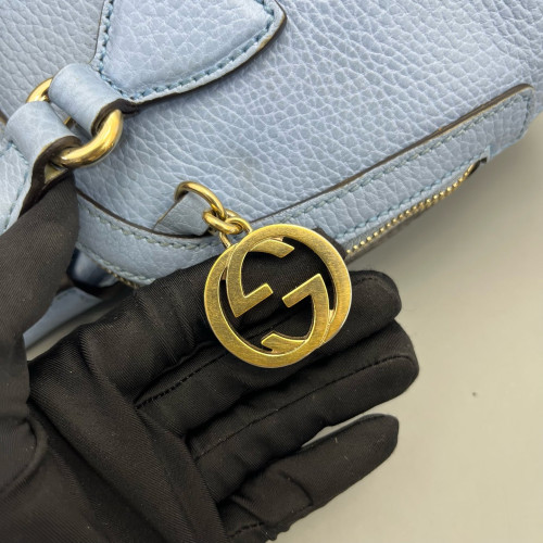 Gucci Small Gg Charm Dome Bag Grained Calfskin Light Blue Gucci Small Gg Charm Dome Bag Grained Calfskin Light Blue