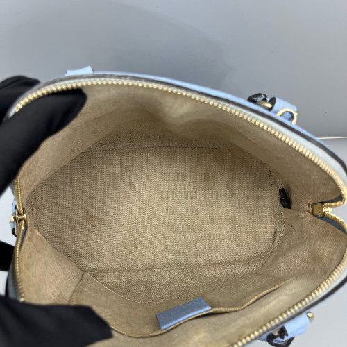 Gucci Small Gg Charm Dome Bag Grained Calfskin Light Blue Gucci Small Gg Charm Dome Bag Grained Calfskin Light Blue