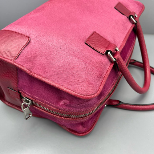 Loewe Amazona 36 Calfskin Pony Hair Fuchsia