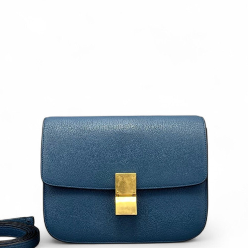 Celine Medium Classic Box Grained Calfskin Blue