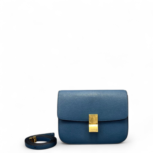Celine Medium Classic Box Grained Calfskin Blue