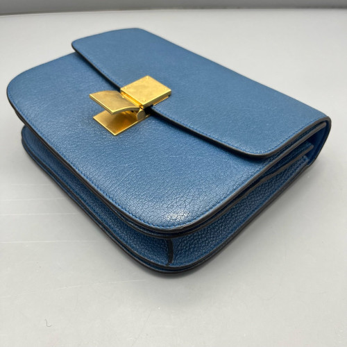 Celine Medium Classic Box Grained Calfskin Blue