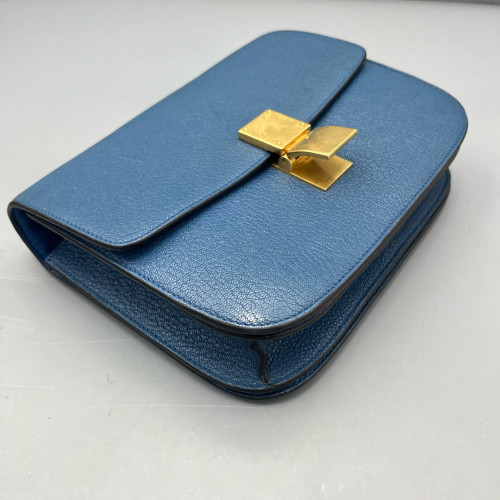 Celine Medium Classic Box Grained Calfskin Blue