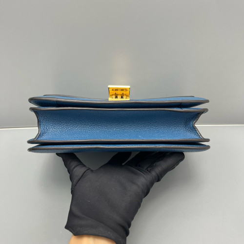 Celine Medium Classic Box Grained Calfskin Blue