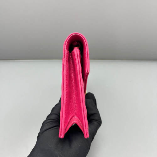 Yves Saint Laurent Small Envelope Chain Wallet Calfskin Fuchsia