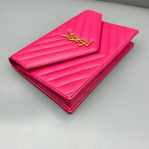 Yves Saint Laurent Small Envelope Chain Wallet Calfskin Fuchsia