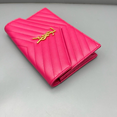Yves Saint Laurent Small Envelope Chain Wallet Calfskin Fuchsia