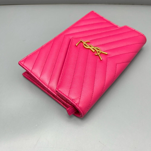 Yves Saint Laurent Small Envelope Chain Wallet Calfskin Fuchsia