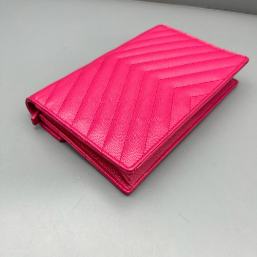 Yves Saint Laurent Small Envelope Chain Wallet Calfskin Fuchsia