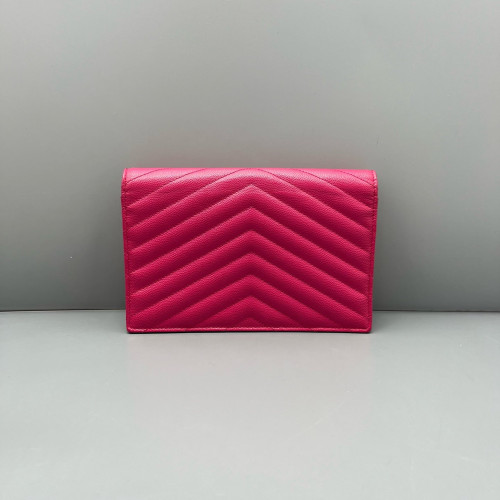 Yves Saint Laurent Small Envelope Chain Wallet Calfskin Fuchsia