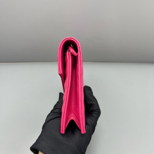 Yves Saint Laurent Small Envelope Chain Wallet Calfskin Fuchsia