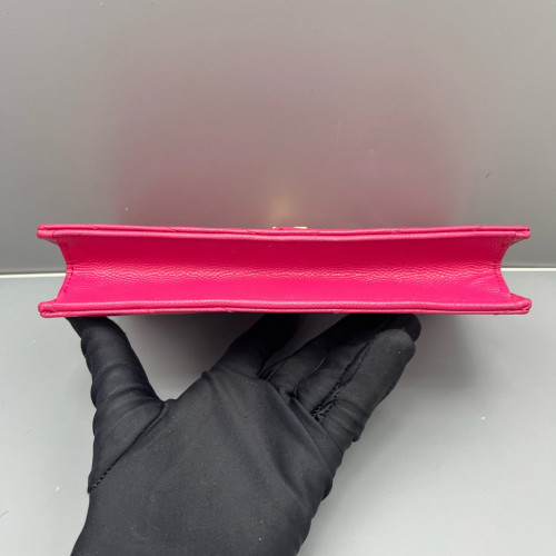 Yves Saint Laurent Small Envelope Chain Wallet Calfskin Fuchsia