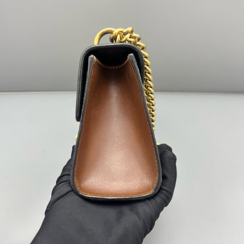 Gucci Small Padlock Shoulder Bag GG Supreme Monogram Calfskin Black