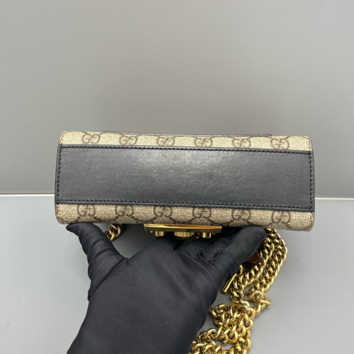 Gucci Small Padlock Shoulder Bag GG Supreme Monogram Calfskin Black
