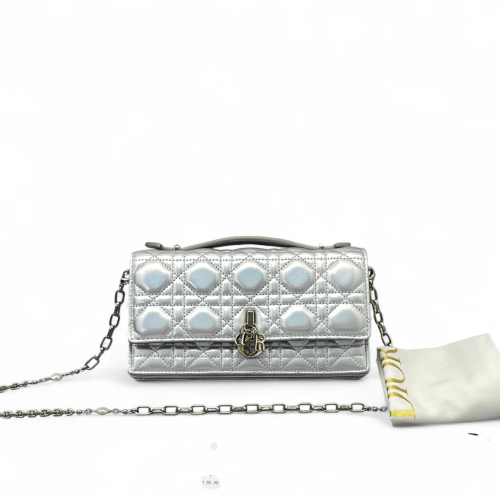Dior My Dior Top Handle Flap Bag Calfskin Silver