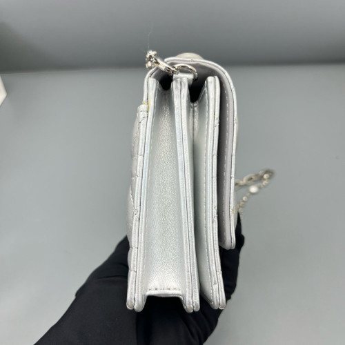 Dior My Dior Top Handle Flap Bag Calfskin Silver