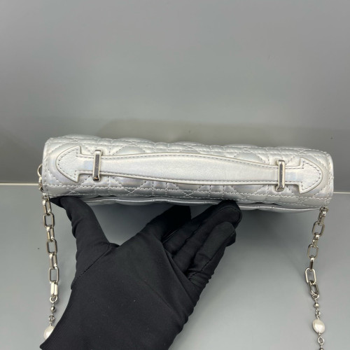 Dior My Dior Top Handle Flap Bag Calfskin Silver