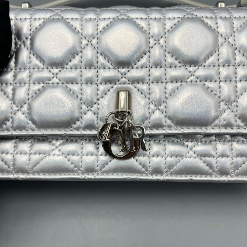 Dior My Dior Top Handle Flap Bag Calfskin Silver
