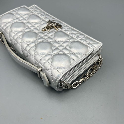 Dior My Dior Top Handle Flap Bag Calfskin Silver