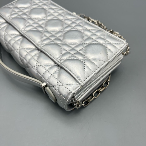 Dior My Dior Top Handle Flap Bag Calfskin Silver
