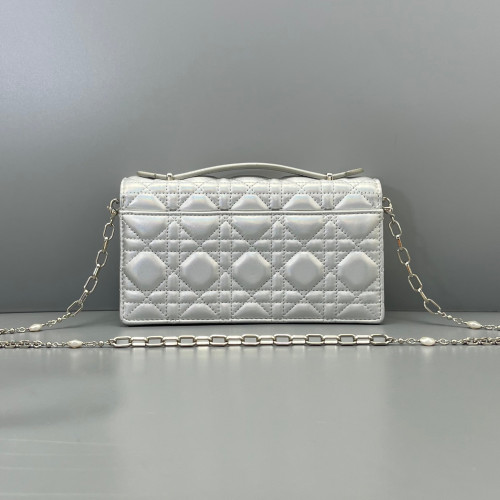 Dior My Dior Top Handle Flap Bag Calfskin Silver