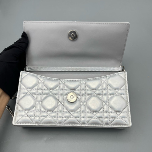 Dior My Dior Top Handle Flap Bag Calfskin Silver