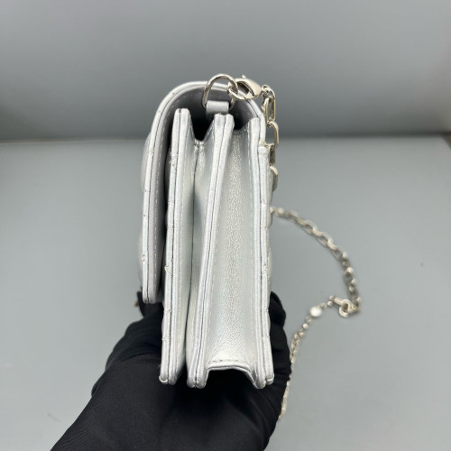 Dior My Dior Top Handle Flap Bag Calfskin Silver