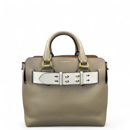 Burberry Small Belt Tote Calfskin Grey White