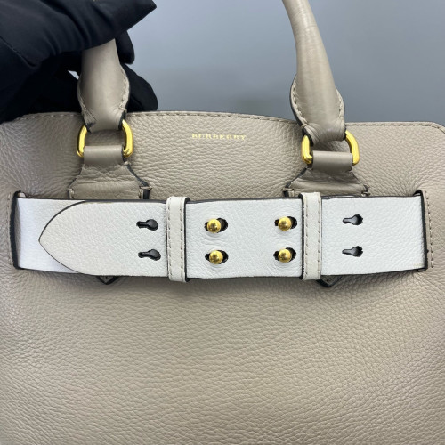 Burberry Small Belt Tote Calfskin Grey White