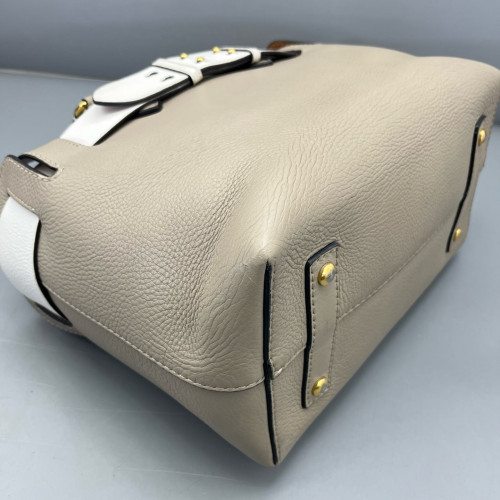 Burberry Small Belt Tote Calfskin Grey White