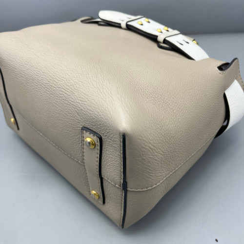 Burberry Small Belt Tote Calfskin Grey White