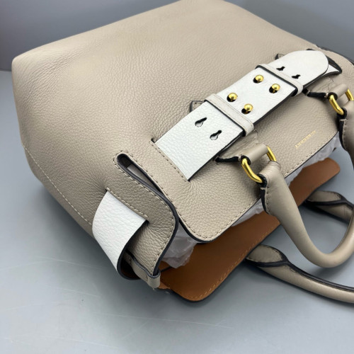 Burberry Small Belt Tote Calfskin Grey White